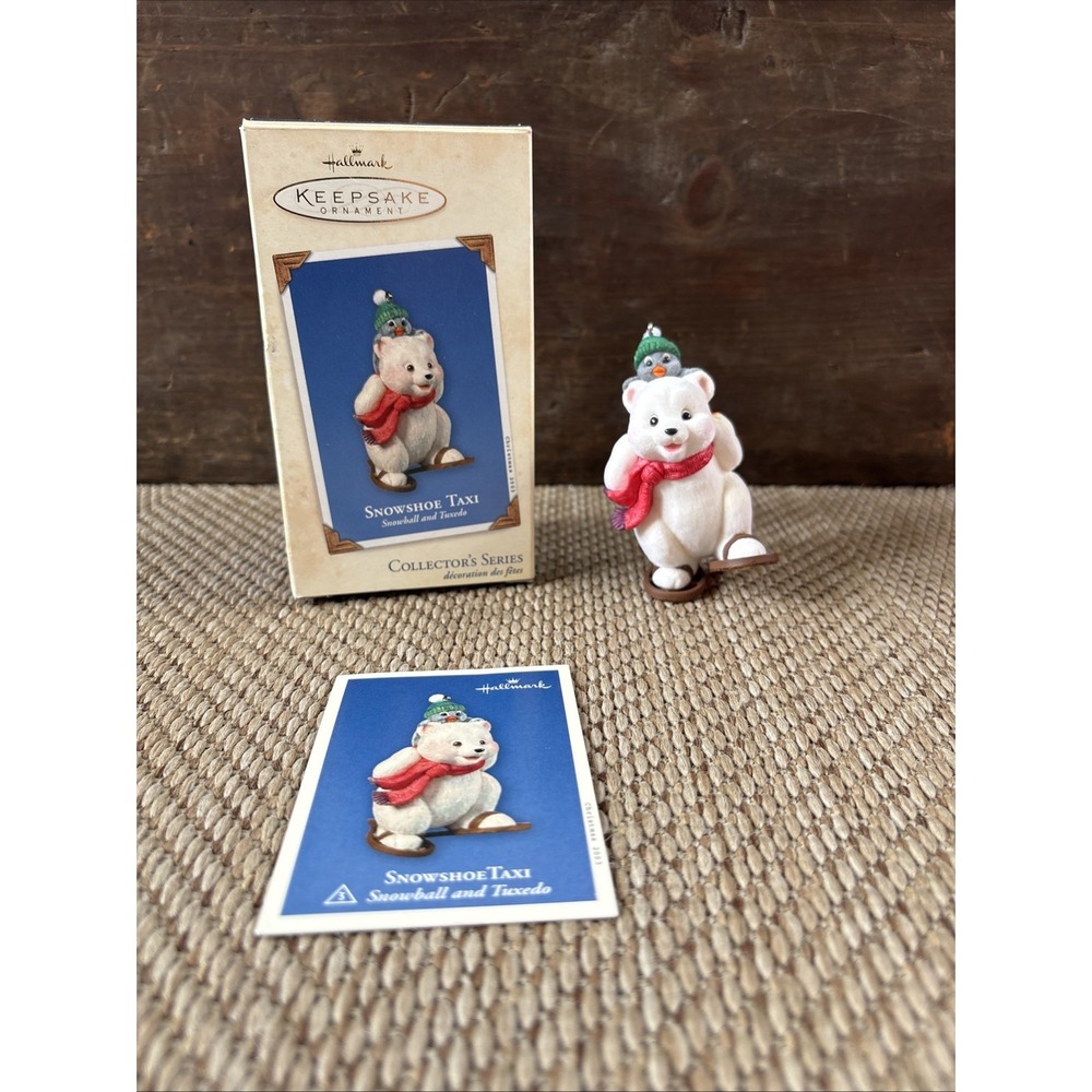 2003 Hallmark Keepake Ornament Snowball & Tuxedo Snowshoe Taxi